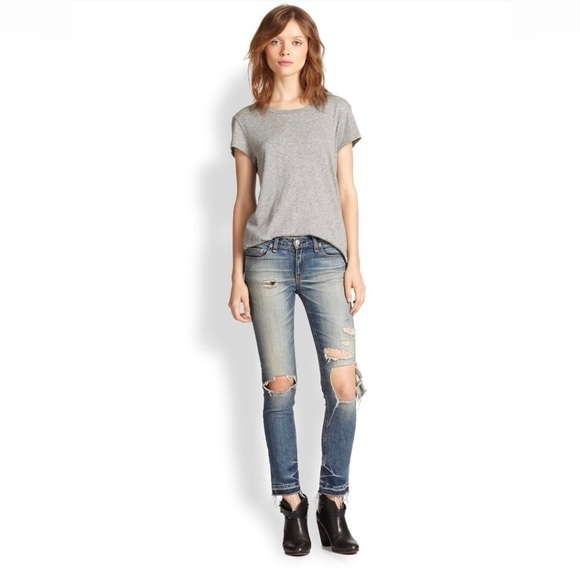 Sz28 Rag & Bone Crop Jean in Ensenada Wash, Factory Distressed in VGUC - Picture 2 of 15